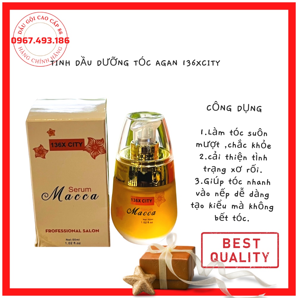 Agan- Tinh Dầu Dưỡng Tóc Uốn, Nhuộm, Tóc Khô Xơ - 50ml Phục Hồi Hư Tổn, Tạo Nếp Tóc Mềm Mượt, không bết dính