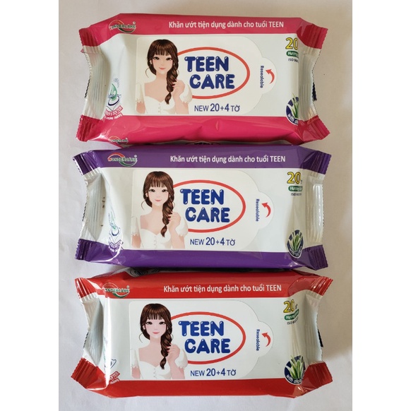 Khăn giấy ướt Teen Care gói 20 tờ mẫu mới