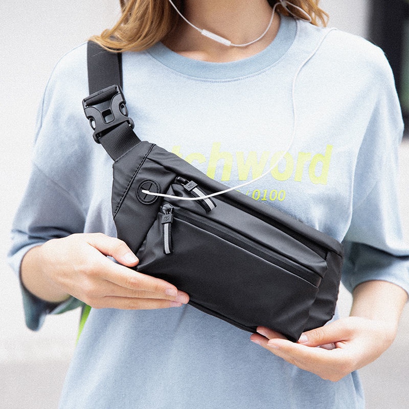 Kkmart Túi Đeo Chéo Ngực Có Khóa Kéo Chống Thấm Nước Thời Trang Cá Tính Cho Nam Và Nữ