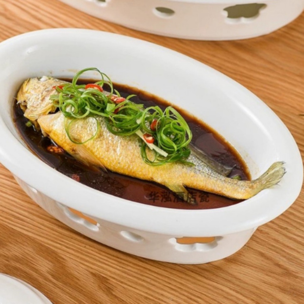 Đĩa Cồn Hâm Giữ Nóng Đồ Ăn/Bếp Đĩa Hình Bầu Dục Size 14 Dài 35cm