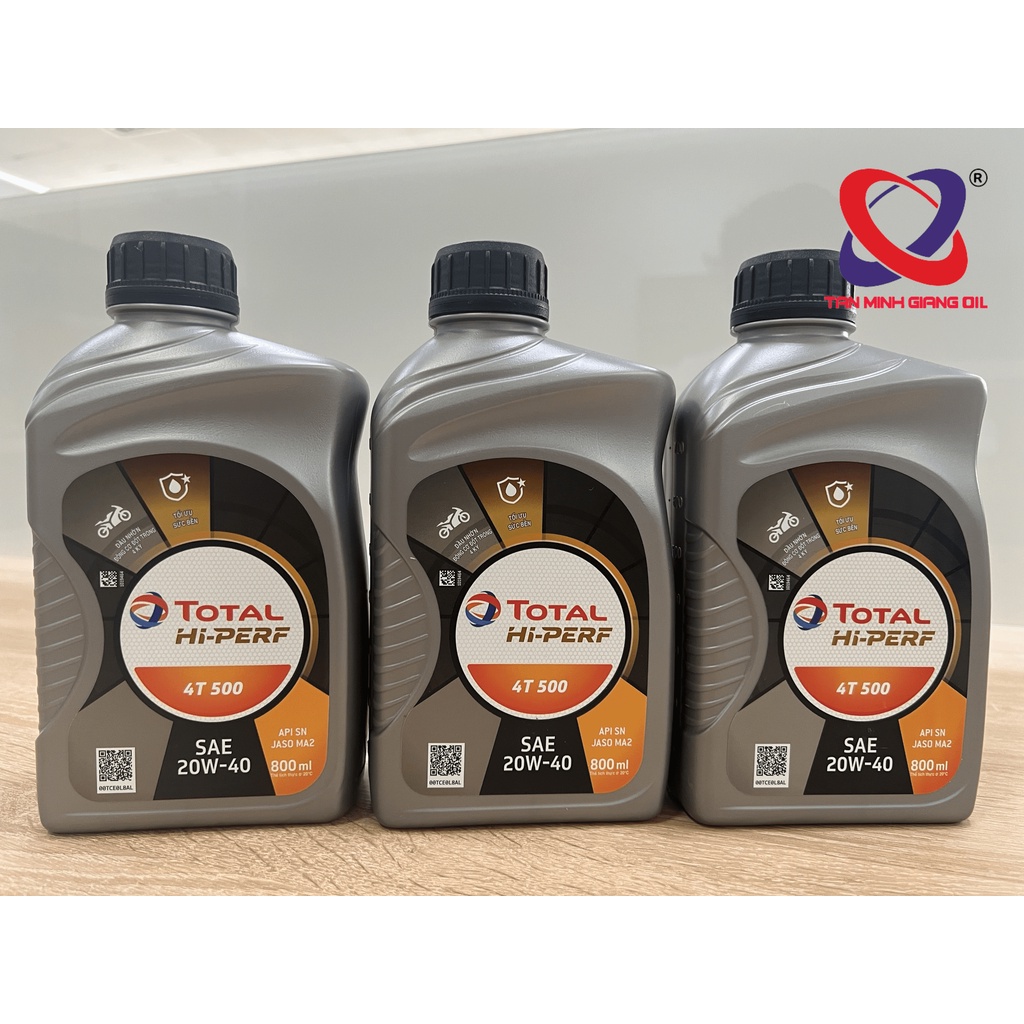Nhớt xe máy bôi trơn động cơ bình 1L / 800mL TOTAL HI PERF 4T 500 20W40