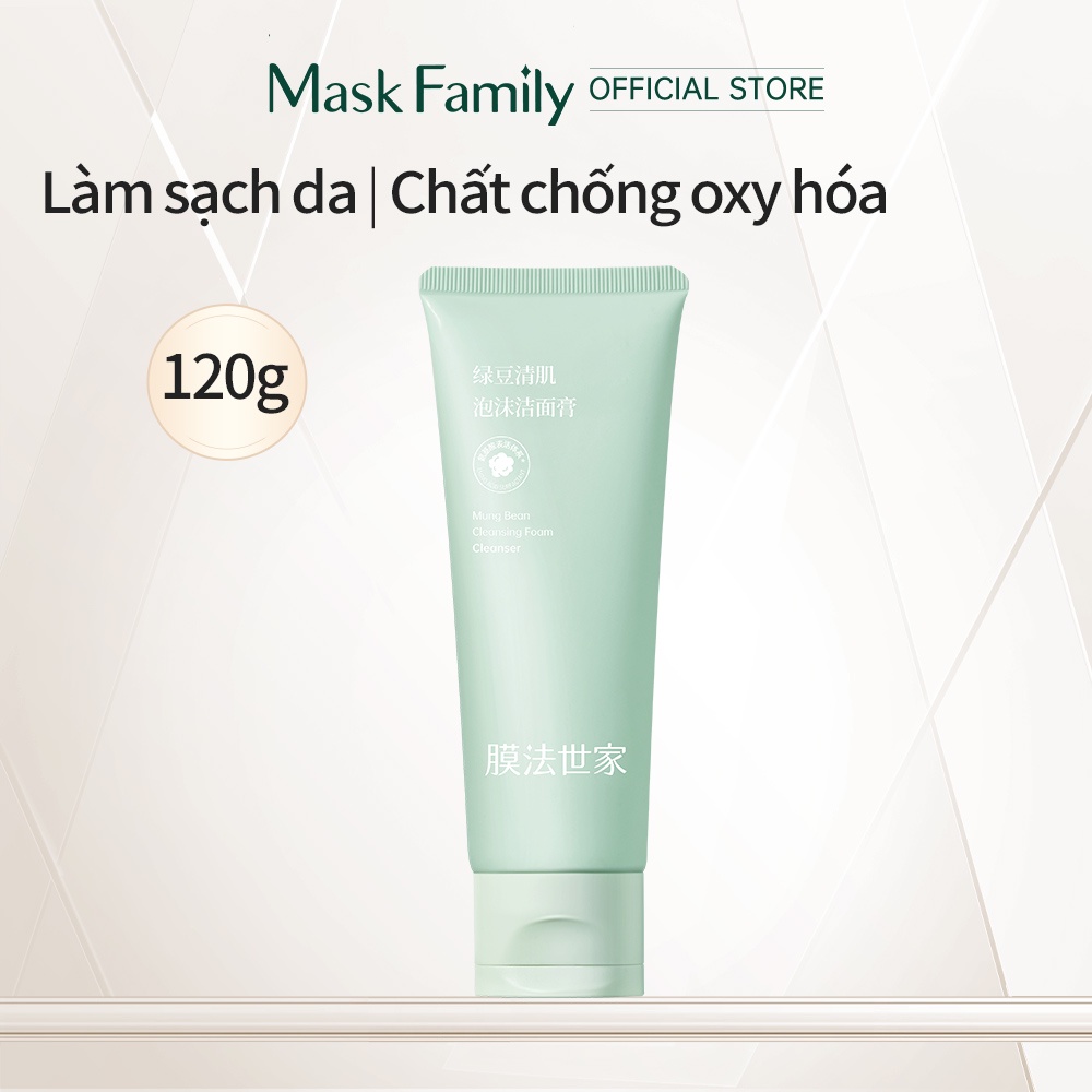 MASK FAMILY Sữa rửa mặt trắng da chiết xuất đậu xanh Amino Acid làm sạch lỗ chân lông 120g