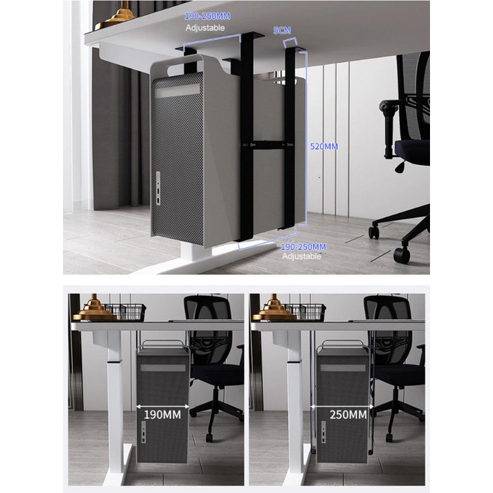 Kệ Treo Thùng PC Lơ Lửng Dưới Gầm Bàn Carbon Steel ❤️Hanrui Offical❤️