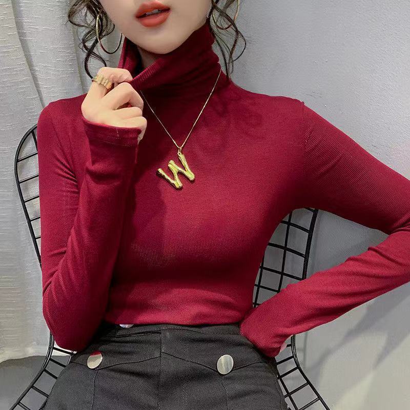 Áo Thun Nữ Dài Tay Cổ Cao Thời Trang Hàn