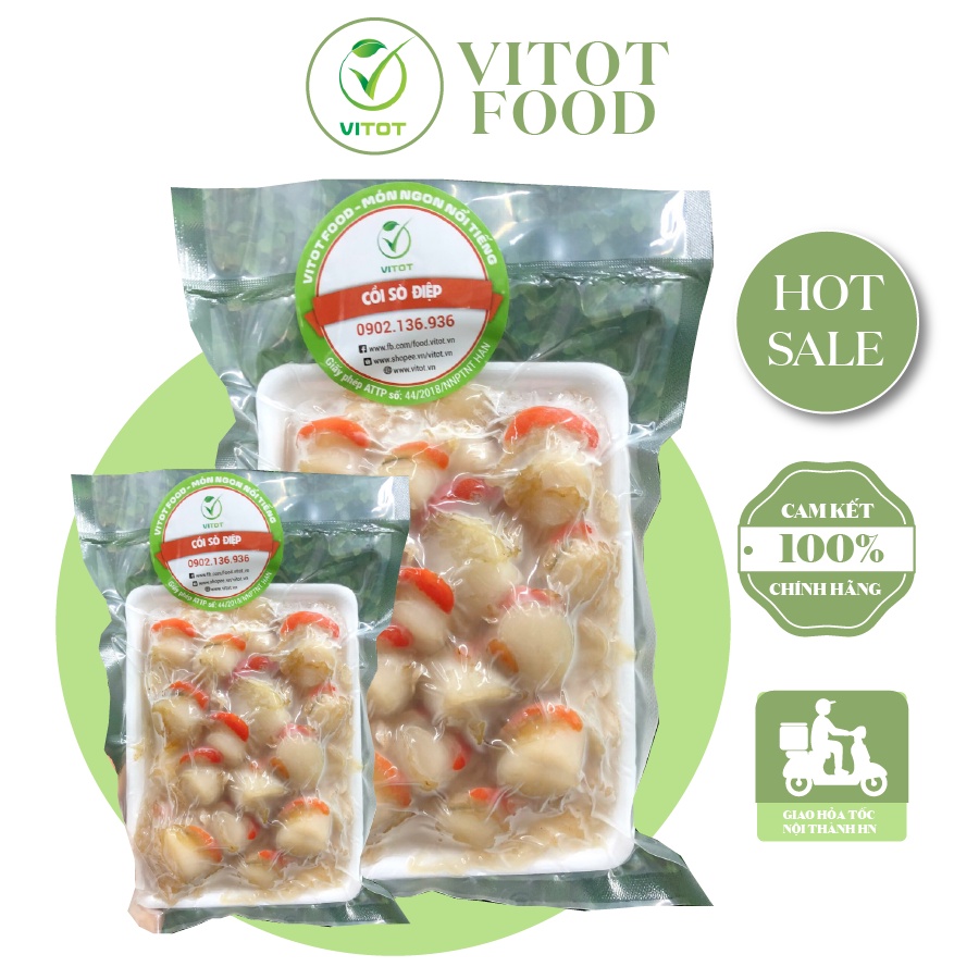 Cồi Sò Điệp VITOT Ngon Ngọt Đóng Gói 500Gr