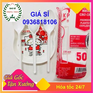 Muỗng nhựa trắng cao cấp 1 gói 50 cái