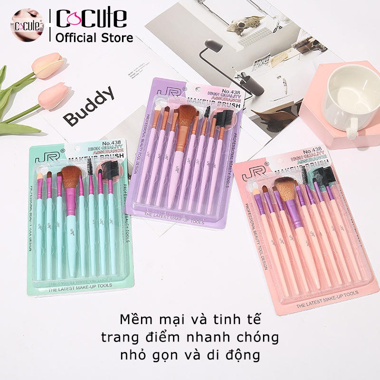 Set 8 Cọ Trang Điểm Phấn Mắt Má Hồng Xanh Dương Cầm Tay