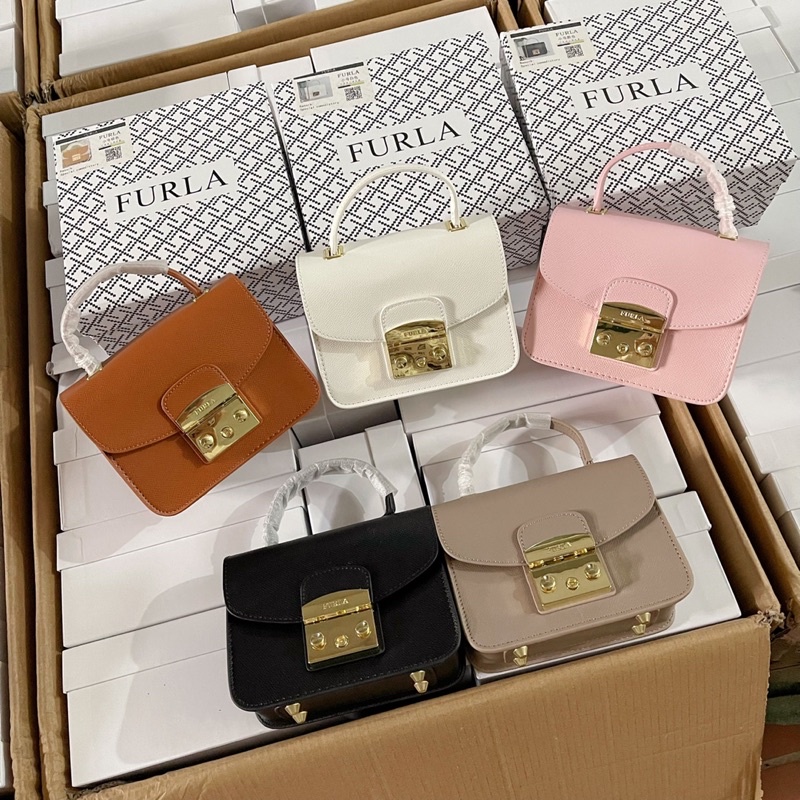 Túi đeo chéo chư F có quai cầm và ko quai size 18cm &amp; 20cm full màu cực xinh