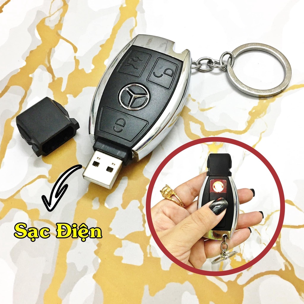 QUÀ TẶNG - 𝐇𝐨̣̂𝐩 𝐐𝐮𝐞̣𝐭 𝐁𝐚̣̂𝐭 𝐋𝐮̛̉𝐚 điện sạc usb móc khóa xe hơi mẹc fullbox - FREESHIP