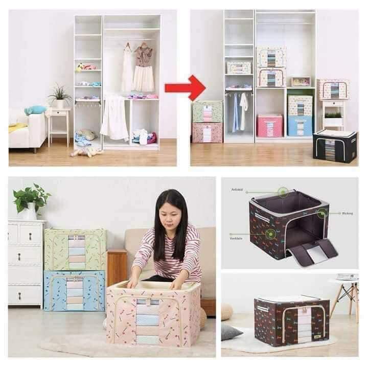 -Túi Đựng Quần Áo Khung Thép 88L Morning House- Gấp gọn tiện lợi, bảo quản quần áo bền đẹp