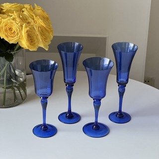 Ly rượu thủy tinh xanh - cobalt goblet