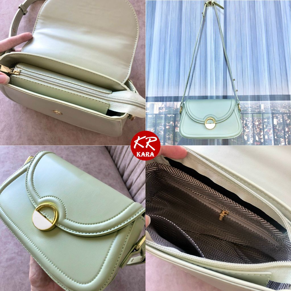 Túi xách nữ đeo chéo túi kẹp nách nữ da trơn khóa tròn đi chơi dự tiệc KARA 481- Size 23*13*6 cm, 3 màu