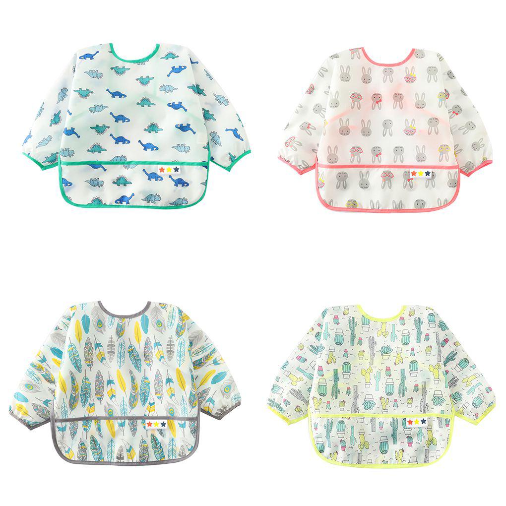 Tạp Dề Tay Dài Chống Thấm Nước In Họa Tiết Hoạt Hình Xinh Xắn Cho Bé