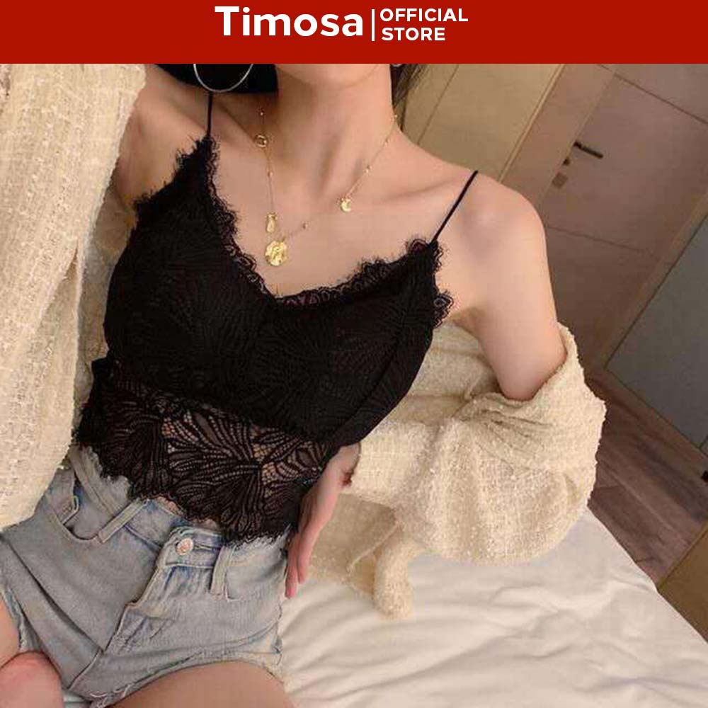 Áo bra dài 2 dây họa tiết ren mỏng ôm sát gợi cảm nhiều màu mã T0048