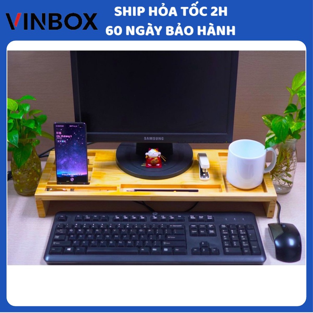 Giá Kê Đỡ Màn Hình Máy Tính PC Để Bàn Bằng Gỗ Nâng Đỡ Điều Chỉnh Độ Cao VINBOX Kệ Gỗ