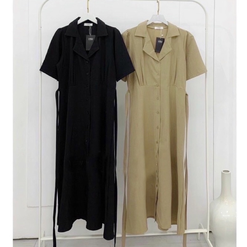 Đầm sơ mi form dài 2 màu