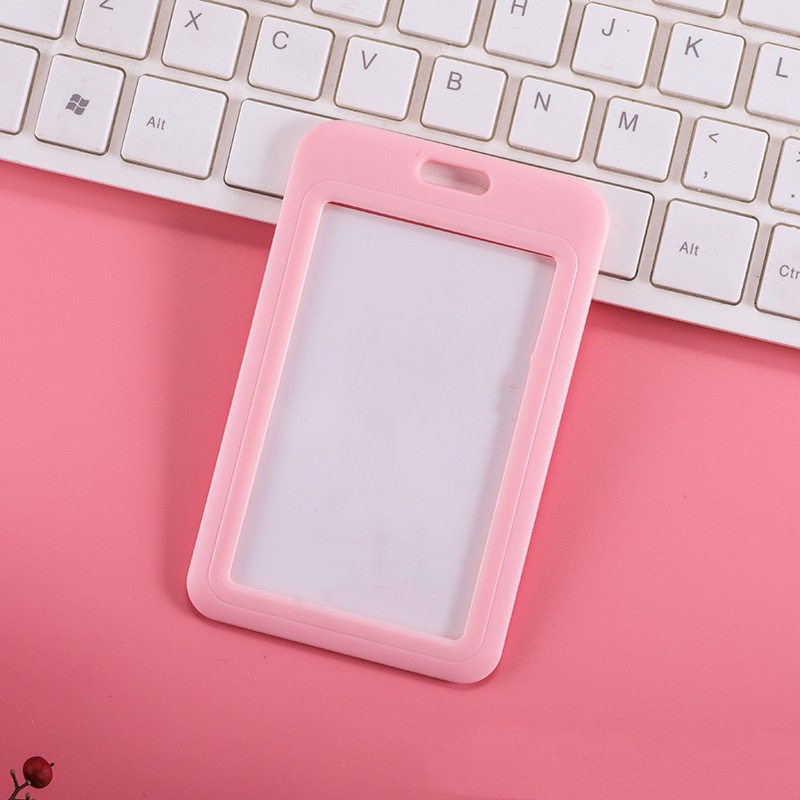 Ins Bao Đựng Thẻ ID Ngân Hàng / Thẻ Ngân Hàng / Xe Buýt Dạng Chuỗi Màu Hồng Sáng Bóng Chống Thấm Nước Có Mặt Dây Chuyền