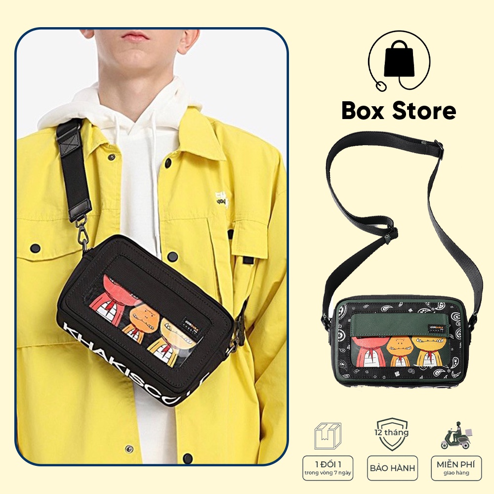 Túi Xách Đeo Chéo Khủng Long Xanh Unisex Túi Xách Nam Vải Canvas E03 Thời Trang Nam Nữ Cao Cấp