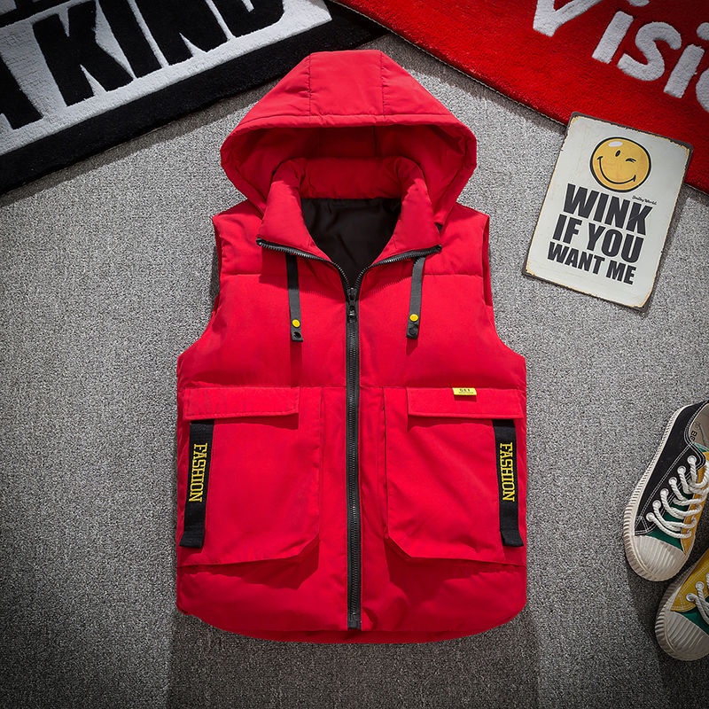 Áo Khoác Phao Không Tay Dáng Rộng Chất Liệu Cotton Dày Dặn Phong Cách Hàn Quốc Cho Nam Giới