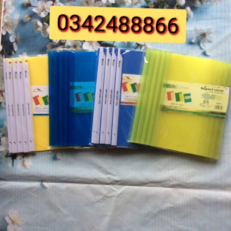 Sỉ 10 chiếc Kẹp giấy,File kẹp tài liệu a4 Loại dày, Bìa kẹp xoay gáy cố định 1 đầu