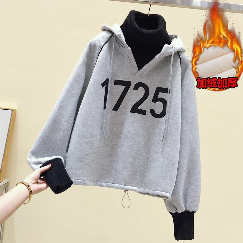 Áo Hoodie Dài Tay Giả Hai Lớp Phong Cách Hàn Quốc Dành Cho Nữ