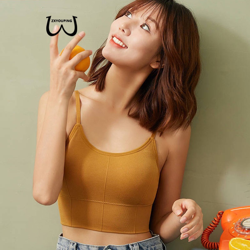 Áo Ngực Thể Thao Không Gọng Không Đường May Thoải Mái，Áo Bra Nữ Thun Gân Tăm, Áo Lót Nữ Hở Lưng Chữ U 2 Dây Không Gọng Nầng Ngực Siêu Hot