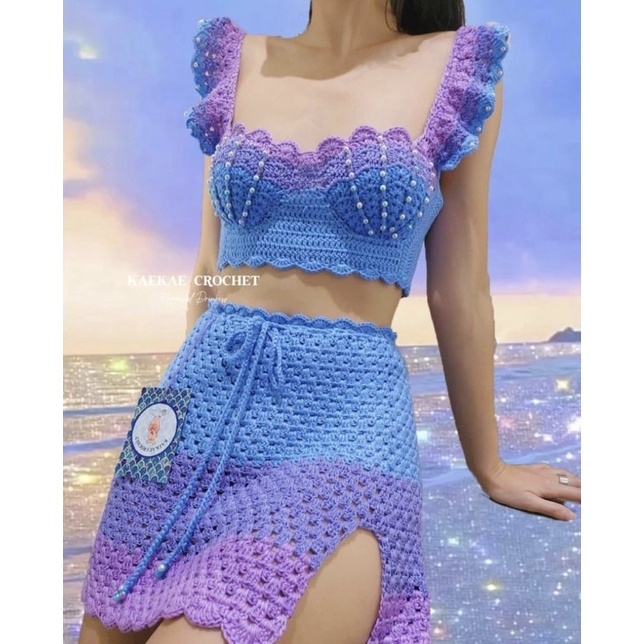 SET BIKINI MÓC LEN CÓ VỎ SÒ TÍM - HỒNG PHỐI MÀU có sẵn S M L