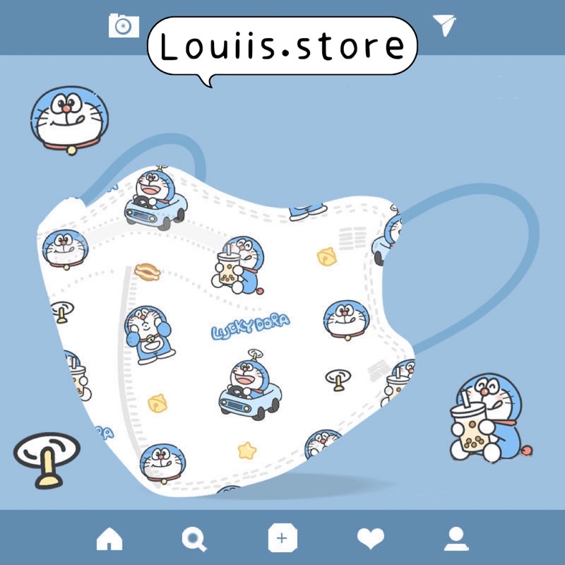 Khẩu trang hoạt hình hoạ tiết thời trang, in hình dễ thương người lớn Louiis.store