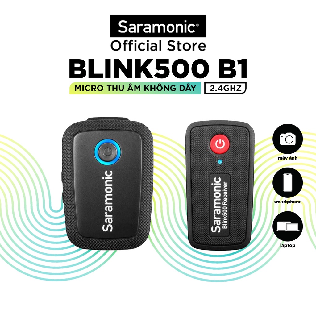 Bộ Mic thu âm không dây Saramonic Blink500 B1 (TX+RX) cổng jack 3.5mm - Bảo hành 24 tháng chính hãng