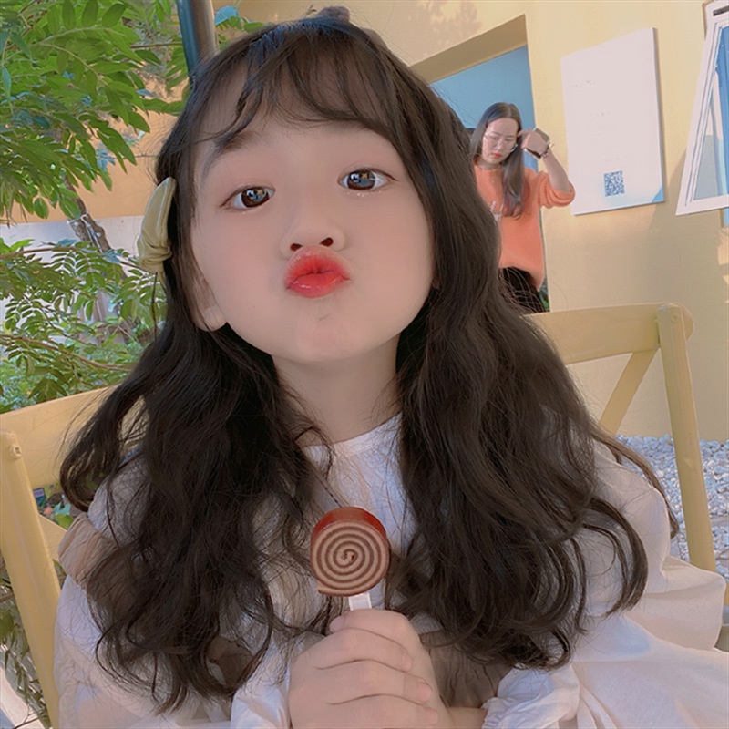Bộ Tóc Giả Xoăn Dài Trung Bình Che Phủ Toàn Diện Cho Bé Gái