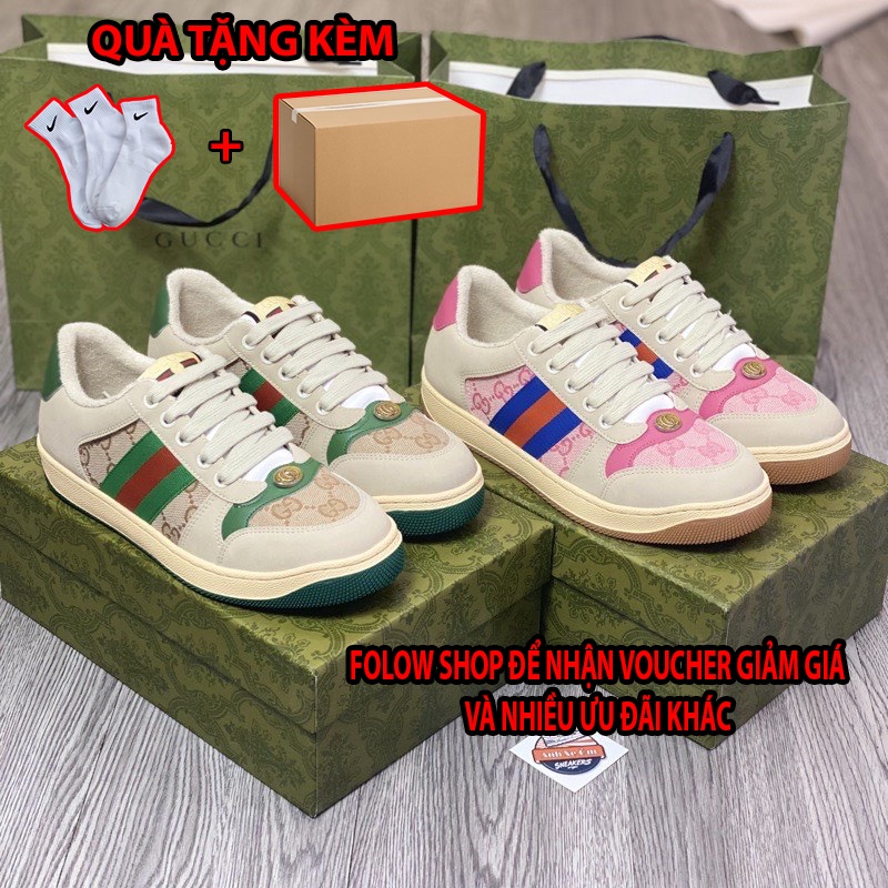 Giày Gucci Sơn Tùng,Hải Tú, Xanh Và Hồng Nam Nữ, Giày Thể Thao Gucci Hàng Cao Cấp Full Size + Bill Box