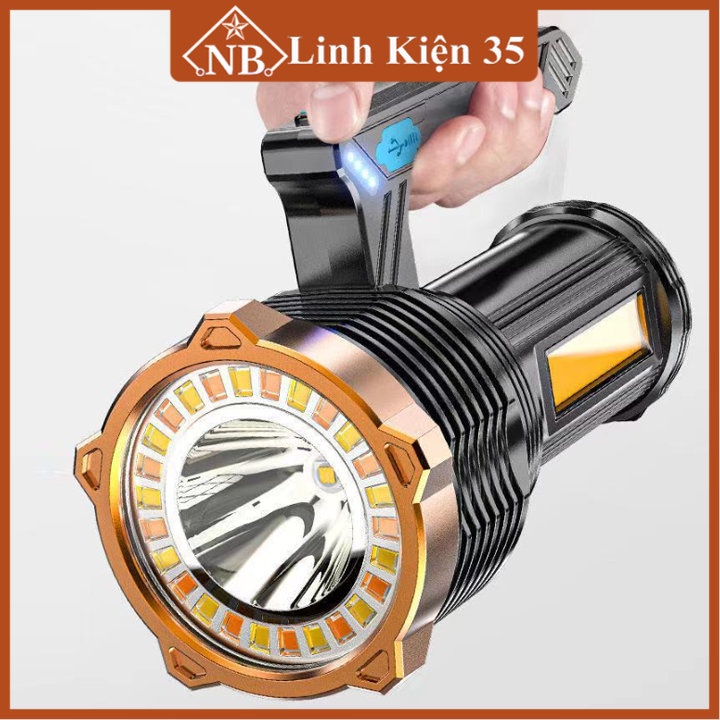 Đèn pin T712 siêu sáng led COB 10W nguồn sạc USB siêu sáng cắm trại màn hình báo dung lượng pin