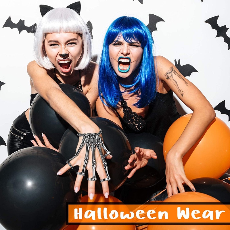 Vòng Tay Xương Bàn Tay Kèm Nhẫn Phong Cách Gothic Cho Nam Và Nữ