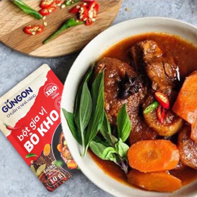 Bột gia vị bò kho GUNGON hoàn chỉnh dùng tẩm ướp nấu bò kho gói 10g