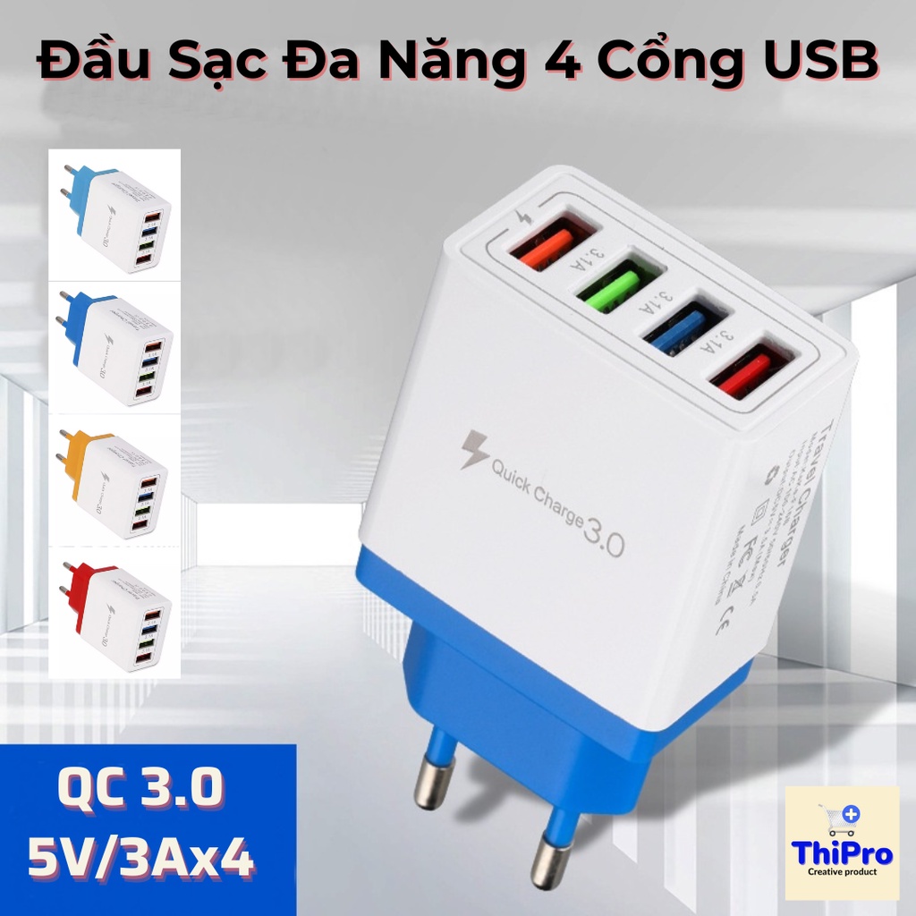 Củ Sạc Đa Năng QC 3.0 Với 4 Cổng USB