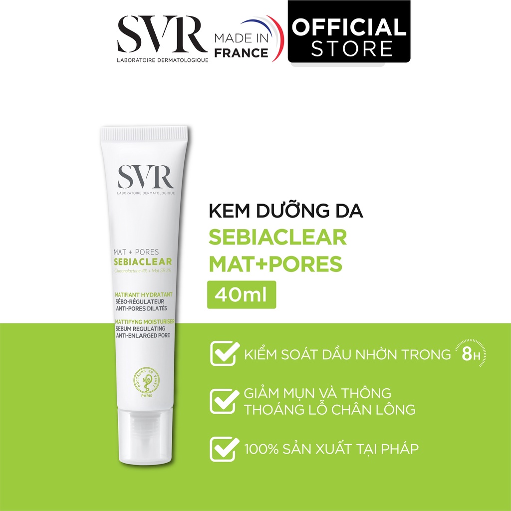 Kem dưỡng giảm mụn SVR SEBIACLEAR Mat + Pores 40ml