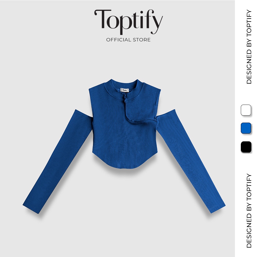 Áo croptop nữ tay dài body TOPTIFY dây kéo cổ trụ cut out vai Back On Top AC16