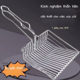 Kim loại không gỉ cát vệ sinh cho mèo xẻng sắt lỗ nhỏ vệ sinh mèo cung cấp xẻng tạo tác