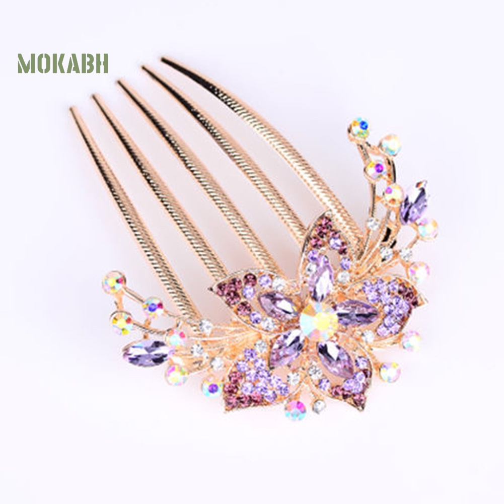 Lược Cài Tóc Hình Hoa Đính Đá Trang Nhã Cho Nữ