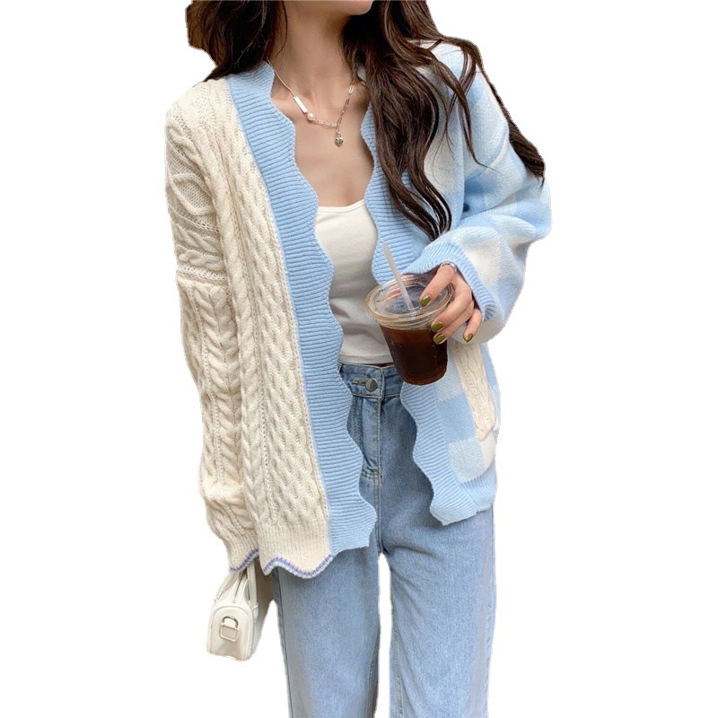 Áo Khoác Cardigan Dệt Kim Sọc Ca Rô Thời Trang Trẻ Trung Ngọt Ngào Cho Nữ 2022