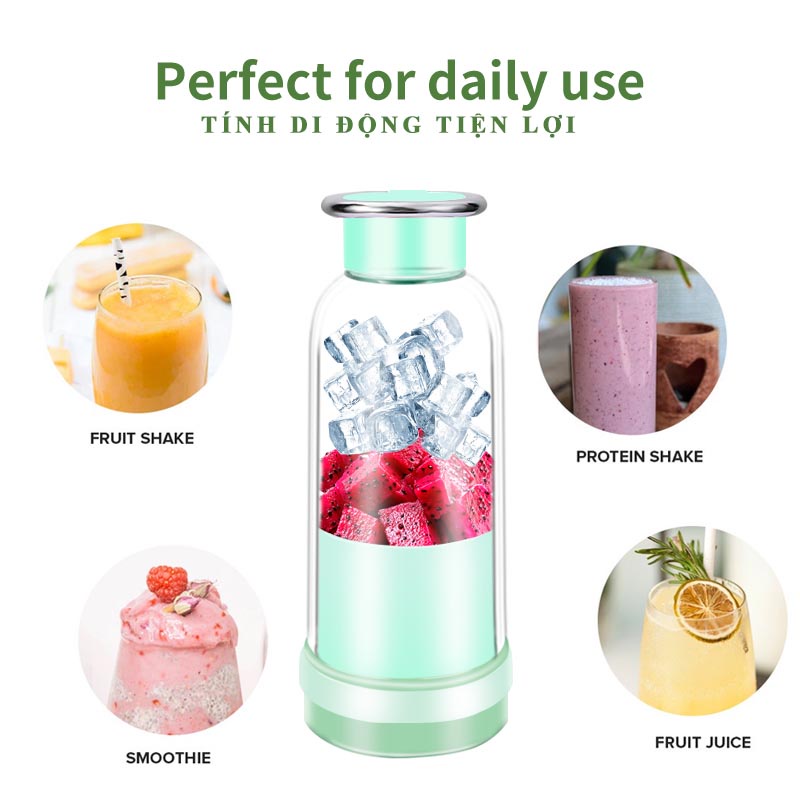 UPUPIN Máy xay sinh tố cầm tay mini juice 400ML xây say sinh tố đa năng 4 lưỡi