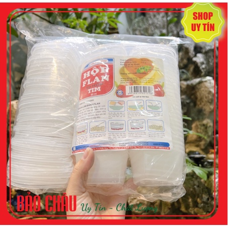 Hũ bánh flan Vĩnh Trường TIM 90ml (COMBO 50 hủ ) - Hủ làm bánh flan, Caramen có nắp CAO CẤP chịu nhiệt an toàn