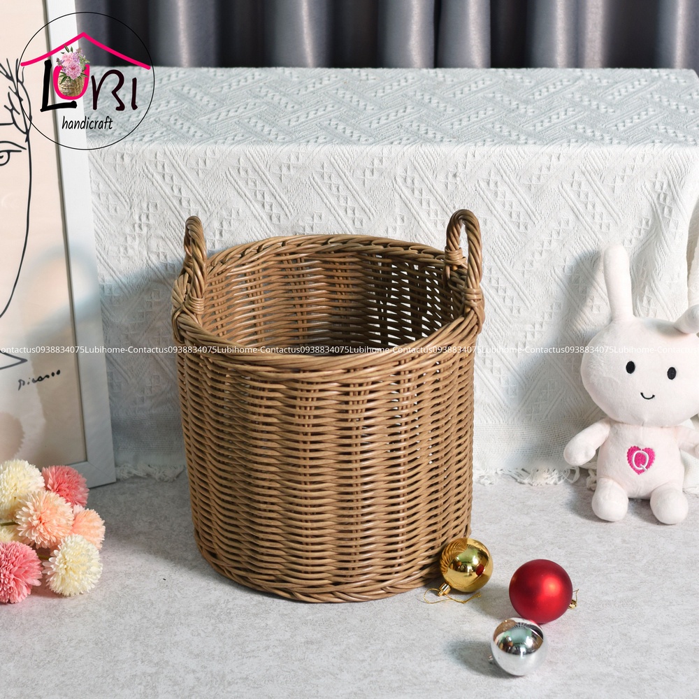 - Sọt đựng đồ hình trụ tròn đan dây nhựa bộ 3 - bền, đẹp