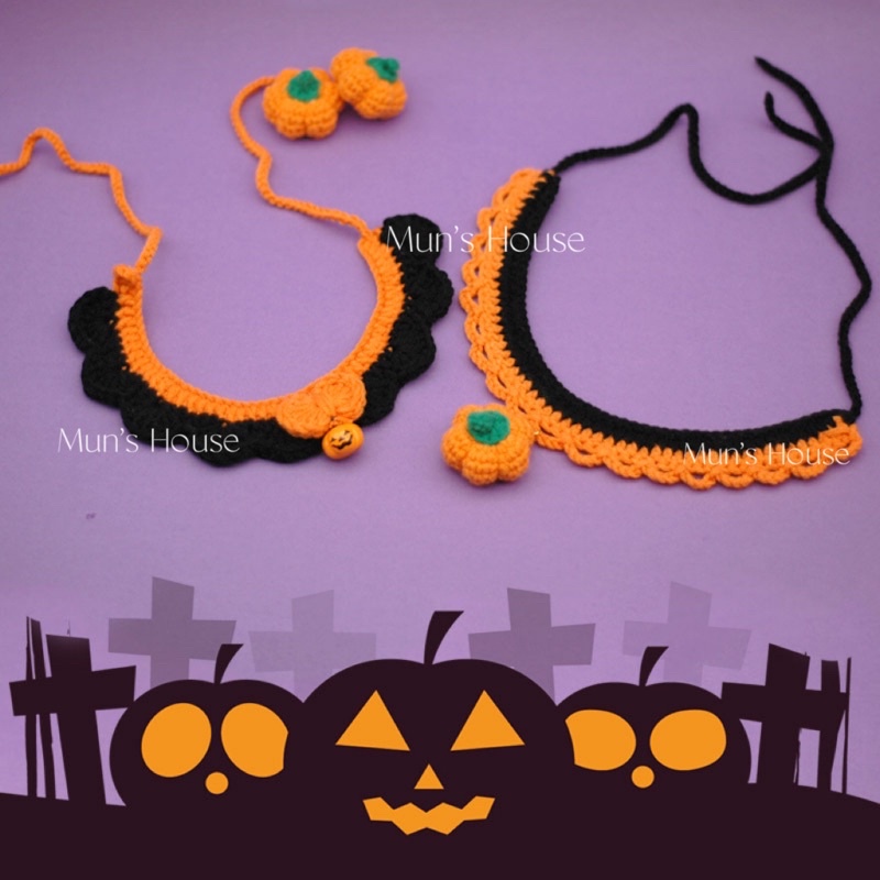 Set Mũ + yếm Bí ngô Halloween cho thú cưng