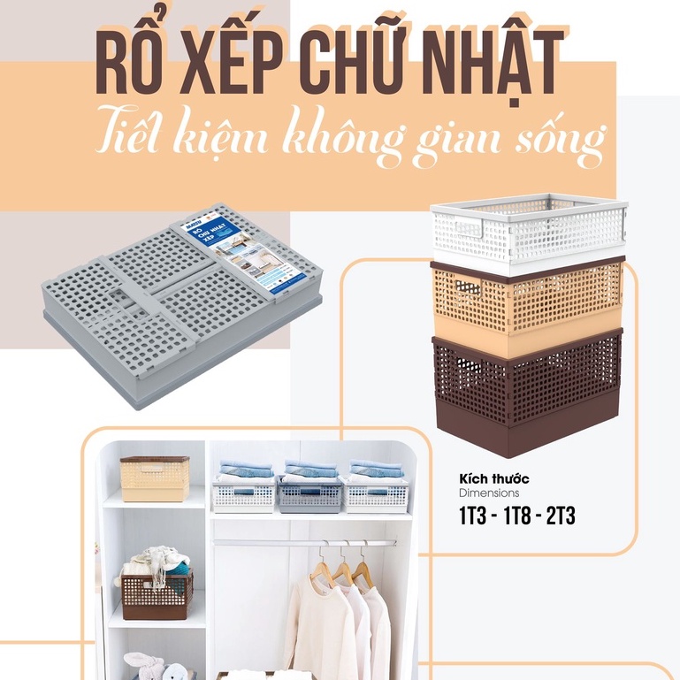 RỔ XẾP CHỮ NHẬT NHỰA DUY TÂN- TỐI ƯU KHÔNG GIAN SẮP XẾP