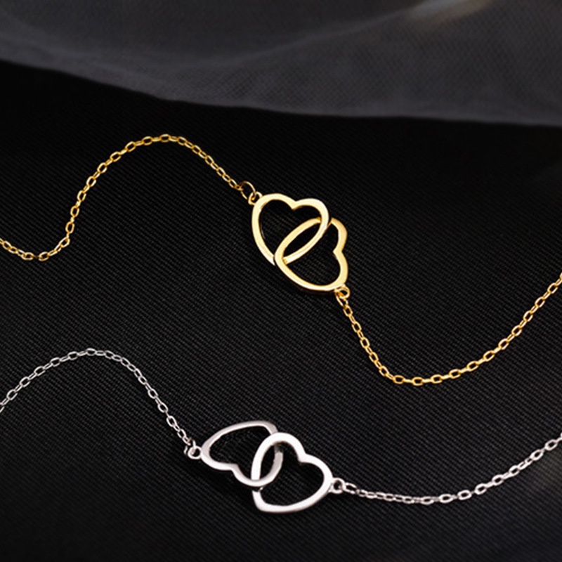 Vòng cổ Choker Mặt Trái Tim Đôi Màu Sắc Bạc Dành Cho Nữ