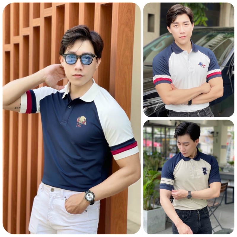 Áo thun polo nam cao cấp cổ bẻ vải cá sấu cực đẹp size VNXK in hình icon dễ thương