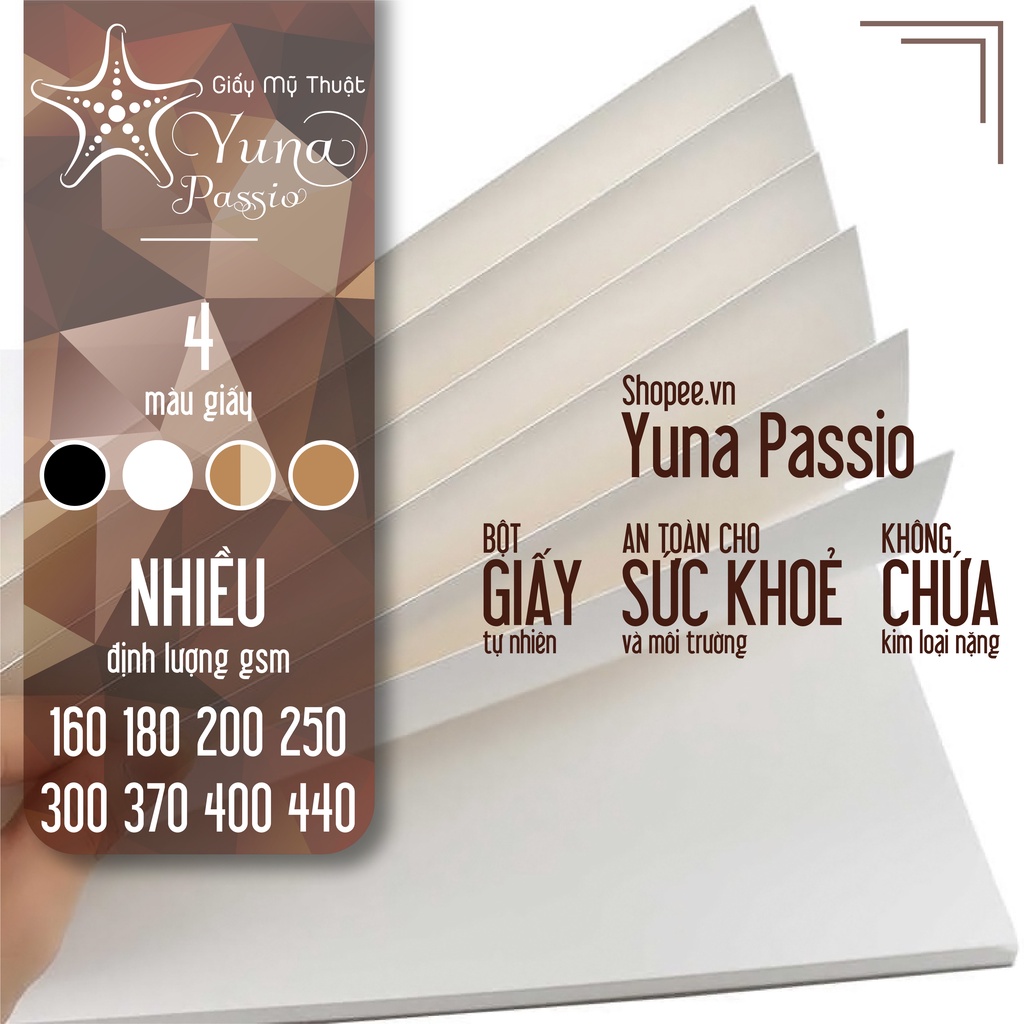 10 Tờ Giấy Kraft Nhật A3 A2 210gsm Dày Đẹp - Giấy vẽ mỹ thuật phác hoạ chì, màu nước, giấy Handmade Origami Kraft YUNA