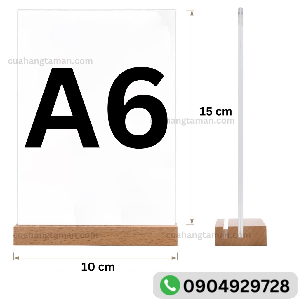 Menu Mica Đế Gỗ Tent Card Standee Cao Cấp