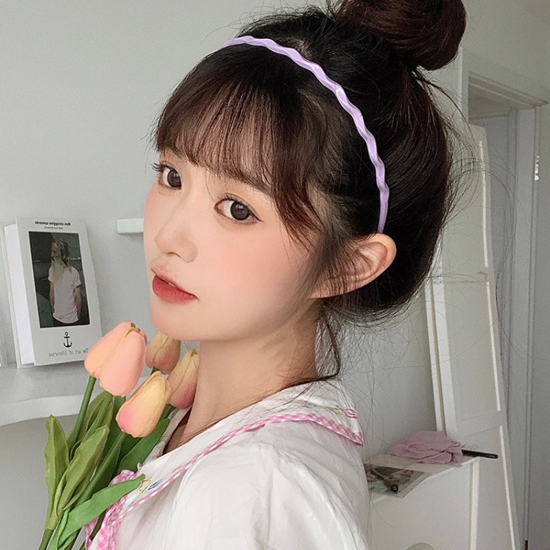 Băng Đô Cài Tóc Răng Cưa Gợn Sóng Màu Kẹo Ngọt Chống Trượt